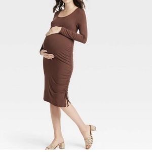 NWT Isabel Maternity Bodycon Maternity Dress Brown
